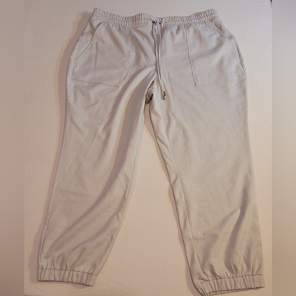 Nine West Pants Womens XL Short Tie Waist Jogger Beige
